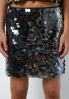 Noisy May Mille Disc Sequin Mini Skirt, Silver