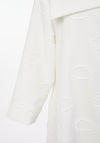 Naya Shawl Collar Bubbled Material Oversized Coat, White