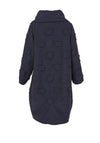 Naya Shawl Collar Bubbled Material Oversized Coat, Navy