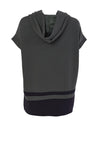 Naya Short Sleeve Contrast Hem Hoodie, Green & Black