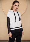 Naya Short Sleeve Contrast Hem Hoodie, Off White & Black