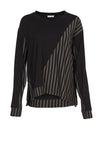 Naya Angled Stripe Panel Top, Black & Green