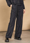 Naya Subtle Shimmer Stripe Wide Trousers, Dark Grey