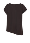 Naya Contrast Material Pleat Top, Black