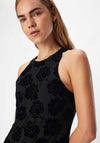 Object Alma Mesh Floral Midi Dress, Black