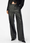 Object Melba Lisa Coated Wide Leg Trousers, Black