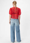 Object Rose Floral Crochet Cropped Blouse, Red