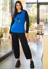 Ora Colour Block Long Sleeve Top, Blue and Black