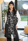 Ora Abstract Print Long Gilet, Black