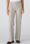 OUI Jersey Blend Houndstooth Pattern Trousers, Brown Off-White