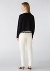 Oui Ribbed Knit Short Cardigan, Black