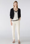 Oui Ribbed Knit Short Cardigan, Black