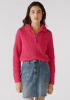 OUI High Neck Half-Zip Knit Jumper, Pink