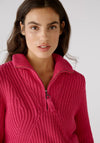 OUI High Neck Half-Zip Knit Jumper, Pink