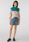 OUI High Neck Striped Knit Jumper, Multi