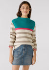 OUI High Neck Striped Knit Jumper, Multi