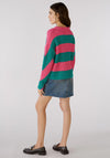 OUI Zig Zag Pattern Knit Jumper, Green & Pink