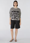 Oui Contrast Print Knit Sweater, Black & Off White