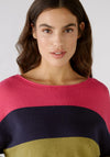 OUI Round Neck Striped Knit Sweater, Multi