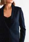 Oui Rhinestone Embellished Jersey Blazer, Navy