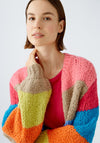 Oui Rainbow Long Chunky Knit Cardigan, Multi