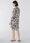 Oui Viscose Printed Shift Dress, Black & Off White