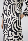 Oui Viscose Printed Shift Dress, Black & Off White