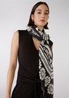 Oui Floral Fray Trim Scarf, Black