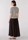 Oui Striped Short Sleeve Sweater, Black & Off White