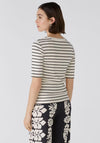 Oui Striped Viscose Stretch T-Shirt, Black & Off White