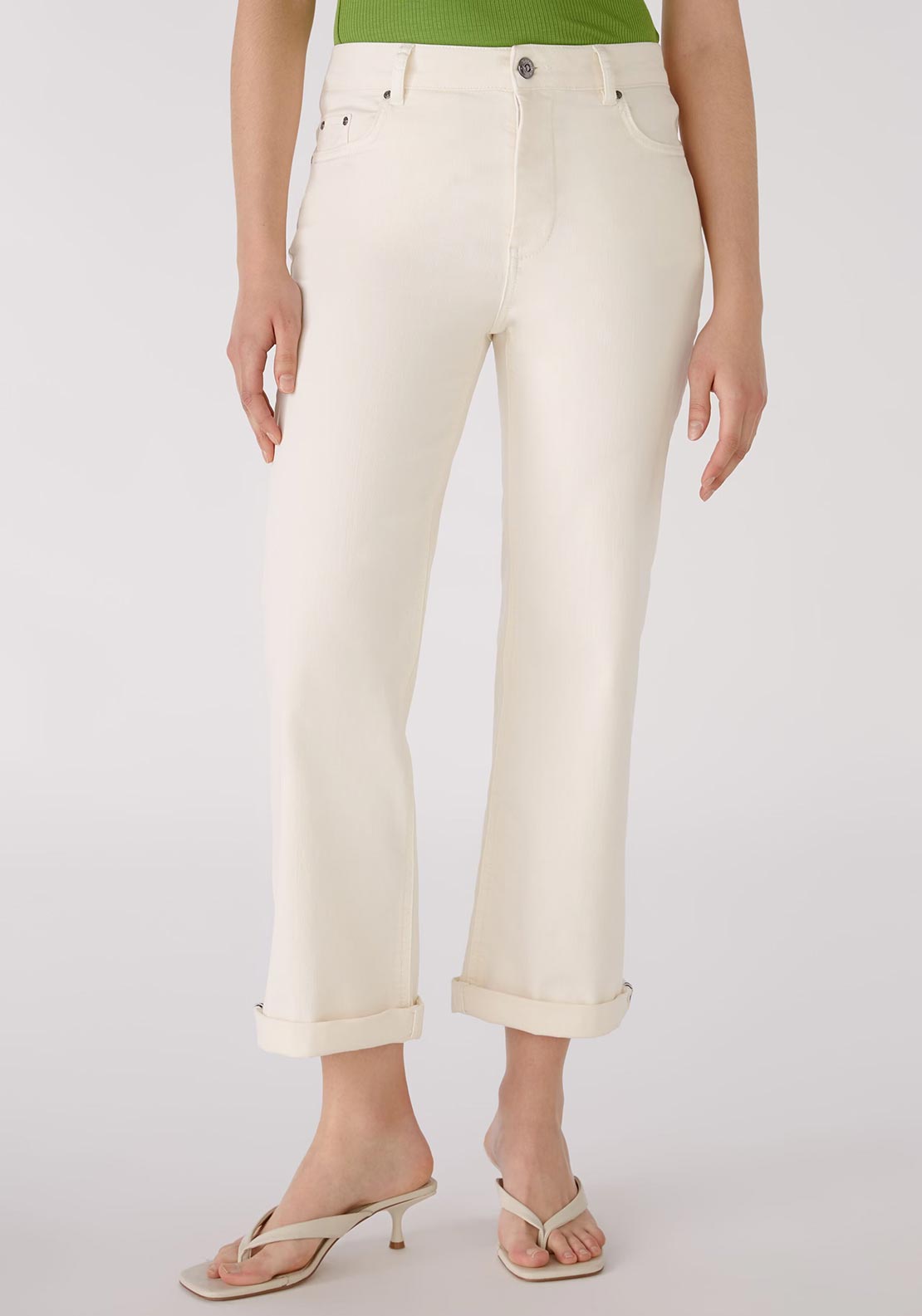 Oui Mid Waist Straight Jeans, Eggnog - McElhinneys