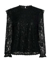 Pieces Colline Lace Sequin Top, Black