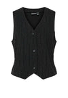 Pieces Parker Glitter Pinstripe Waistcoat, Black