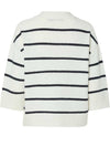 Pieces Mikela Striped V Neck Sweater, White and Navy