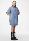 Pieces Kate Denim Button Down Dress, Light Blue Denim