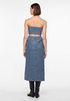 Pieces Naomi Sequin Midi Denim Skirt, Medium Blue Denim