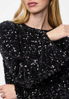 Pieces Kam Deep Back Sequin Bow Top, Black