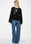 Pieces Kam Deep Back Sequin Bow Top, Black