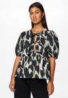 Pieces Jade Tie Front Top, Black Leopard