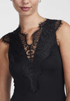 Pieces Ilu Lace Neckline Bodysuit, Black