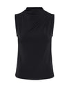 Pieces Madison Draped High Neck Top, Black