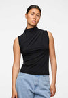 Pieces Madison Draped High Neck Top, Black