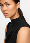 Pieces Madison Draped High Neck Top, Black