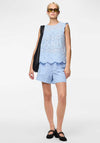 Pieces Vilde Broderie Angelise Short, Cashmere Blue