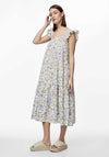 Pieces Mary Floral Midi Dress, Cloud Dancer