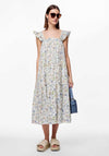 Pieces Mary Floral Midi Dress, Cloud Dancer