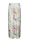 Pieces Mari High Waist Satin Floral Long Skirt, Cloud Dancer