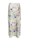 Pieces Mari High Waist Satin Floral Long Skirt, Cloud Dancer