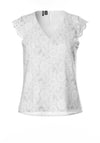 Pieces Colline Lace V Neck Top, Cloud Dancer