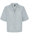 Pieces Apia Short Sleeve Linen Shirt, Coronet Blue